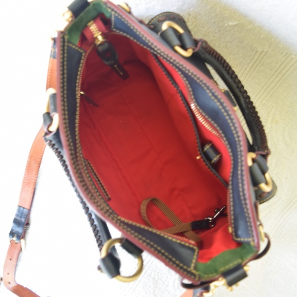 Dooney Florentine leather pocket black satchel - Picture 7 of 8